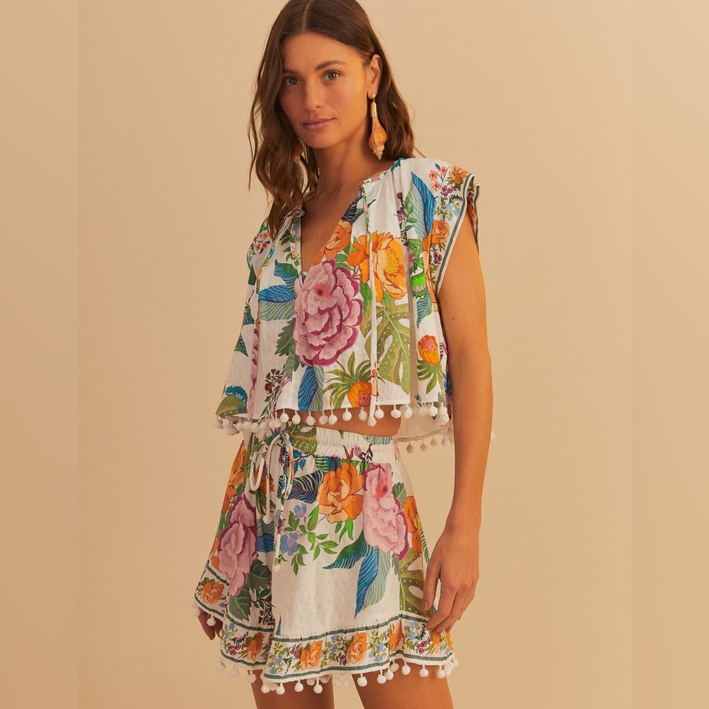 Farm Rio Off-White Sweet Bloom Short and Top
